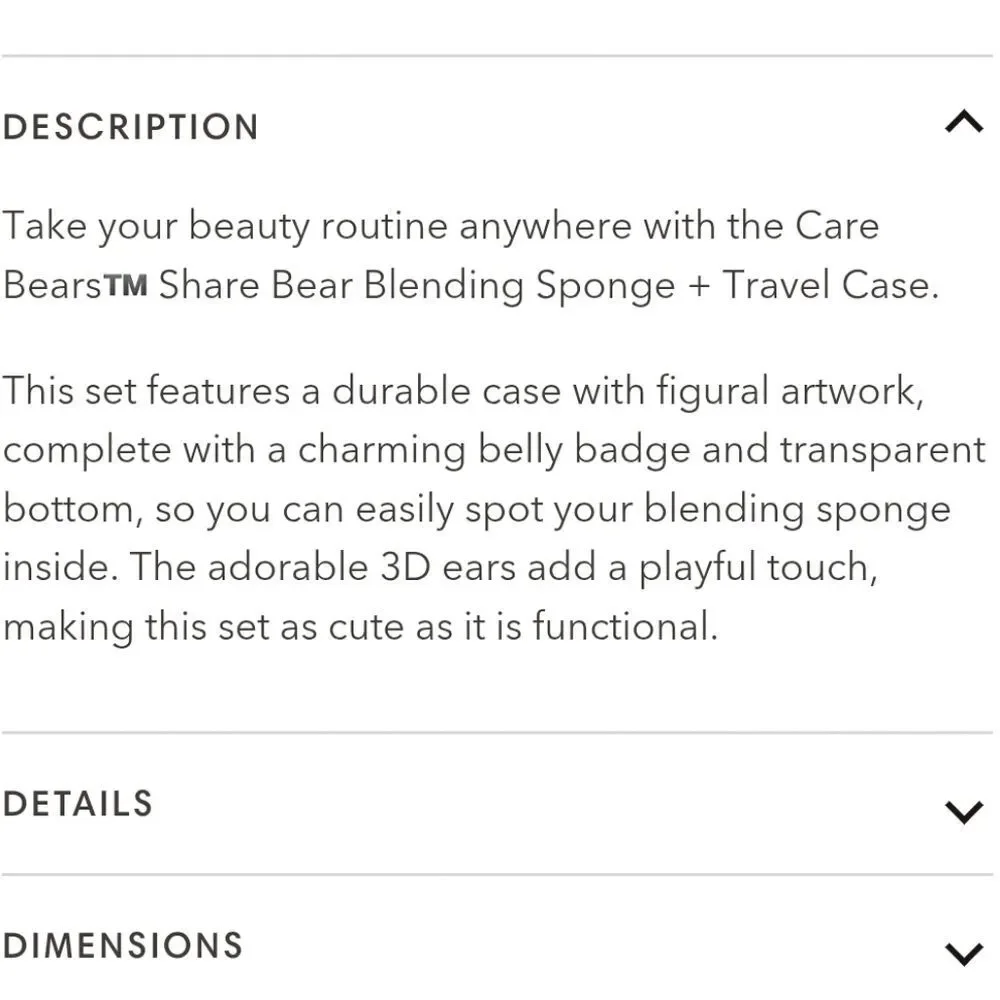 Impressions X‎ Care Bears Share Bear Blending Sponge + Travel Case